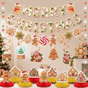 Wholesale <b>Gingerbread</b> <b>Christmas</b> Party <b>Decoration</b> Set Paper Banner Hanging Cutouts Candy Indoor Festive Ornaments - Product Image 1