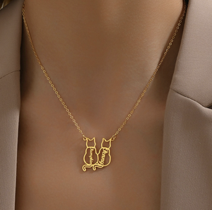 Vente chaude à la mode <span class=keywords><strong>personnalisé</strong></span> nommé <span class=keywords><strong>chat</strong></span> en acier inoxydable pendentif <span class=keywords><strong>collier</strong></span> <span class=keywords><strong>personnalisé</strong></span> forme animale croix accessoire de mode <span class=keywords><strong>personnalisé</strong></span> - Product Image 2