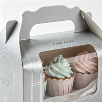 Boîte à pâtisserie portable avec fenêtre transparente pour emballage de gâteaux mousse, format personnalisable, finition mate, auto-érectible en carton