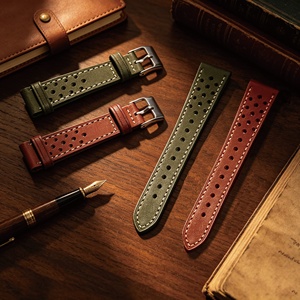 Bracelet de <span class=keywords><strong>montre</strong></span> Jettda en cuir véritable, style <span class=keywords><strong>rallye</strong></span>, 18 mm, 20 mm, 22 mm, <span class=keywords><strong>vintage</strong></span>, en cuir Crazy Horse noir, avec attache rapide, ciré - Product Image 6