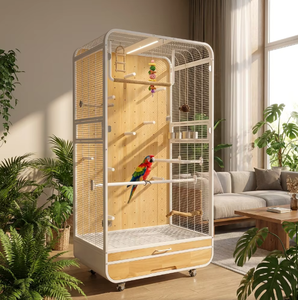 Gabbia per <span class=keywords><strong>Pappagalli</strong></span> Grande con Tetto Panoramico in Metallo e Legno, Mobile e Resistente al Sole, per <span class=keywords><strong>Pappagalli</strong></span> Monk-parakeet - Ideale per Dropshipping - Product Image 6