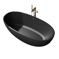 Baignoire autoportante en pierre artificielle de luxe en ardoise, surface solide, pour un bain confortable