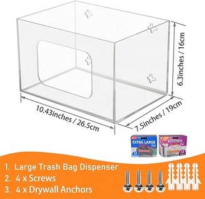 Dispensador de Bolsas de Basura Extra Grande de Acrílico para Montar en <span class=keywords><strong>la</strong></span> Pared, Soporte para Rollos, Organizador de Cocina Debajo del Fregadero, Caja de Almacenamiento para Bolsas de 13, 33 y 30 Galones - Product Image 3