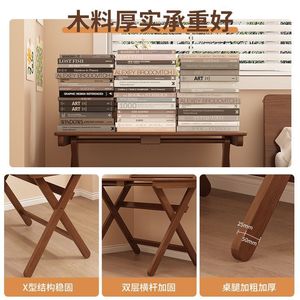 Solid Wood <b>Folding</b> <b>Desk</b> Minimalist Style Square Top For Bedroom Study Office Use - Product Image 5