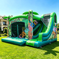 Château gonflable à thème animaux de la jungle avec toboggan, combo commercial gonflable pour l'école et la location de fêtes
