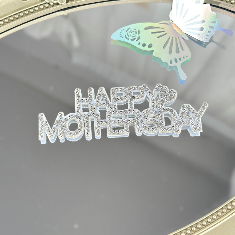 Argent-5pcs Joyeuse fête des mères (11 cm de large)