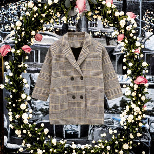 Moda de Otoño e Invierno! Abrigos de lana gruesa para niñas, estampados a cuadros, de doble botonadura, ropa infantil - Product Image 1