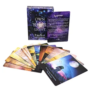 Drucken Gold Oracle Decks Spirituelle Dinge Erwachsene Täglich Positive Bestätigung Geburtstags karte Benutzer definierte Tarot karten Mit Flip Box