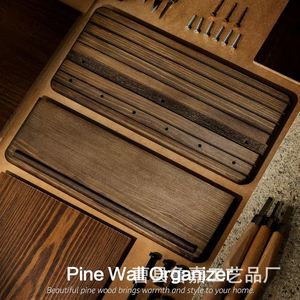 Wooden <b>Wall</b> <b>Mounted</b> Key Rack Solid Wood Entryway Storage <b>Shelf</b> Multifunctional Coat Rack Retro Color Rectangle Shape - Product Image 5