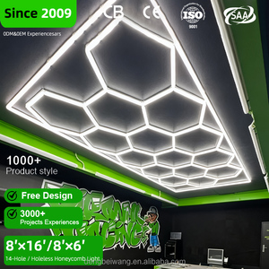 Luci Professionali per Car Detailing da Officina, Illuminazione Dimmerabile RGB a Schema Esagonale a Nido d'Ape per Garage, Impermeabile - Product Image 1
