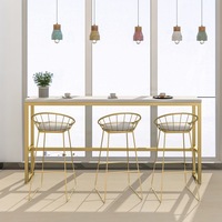 Ensemble table et chaises de bar au design métallique moderne nordique, chaise haute murale, durable, pour usage en centre commercial, mobilier de café