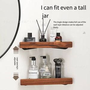 Walnut Wood <b>Bathroom</b> Shelf Wall Mounted Durable Rectangular Custom Size Toilet <b>Accessory</b> - Product Image 3