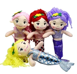Custom Cartoon Mooie Meisje Mermaid Gevuld Knuffel Baby Pluche Mermaid lappenpop