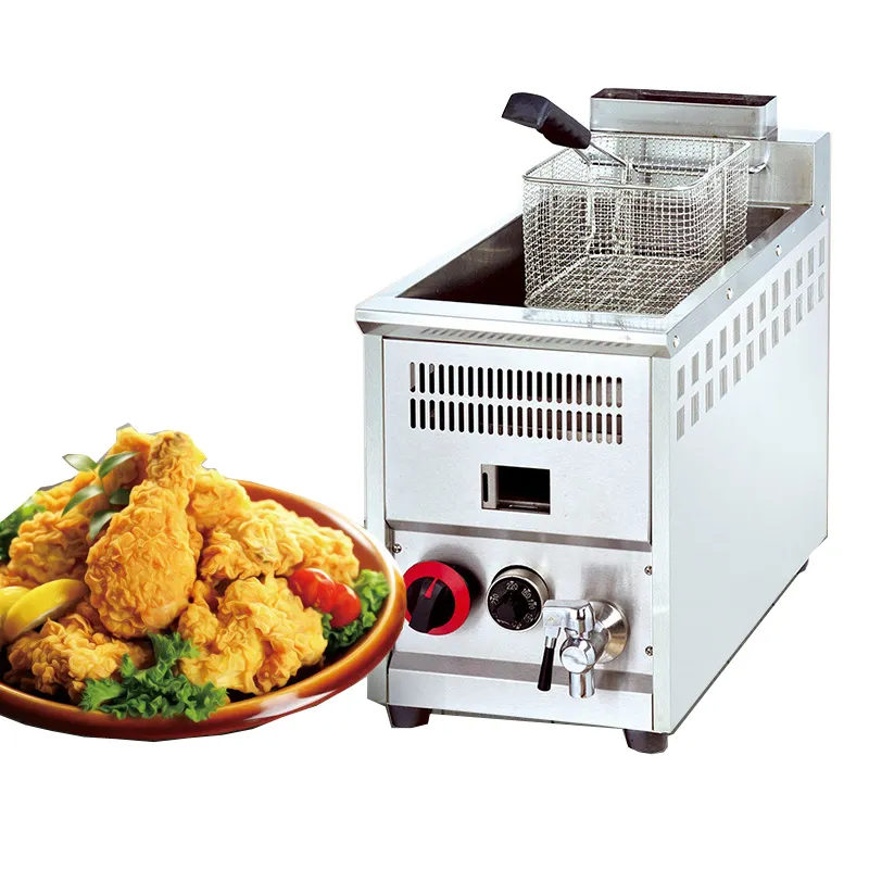 Industrielles Restaurant Gas Huhn Fritte use Chips Fritte use 8L Öltank Temperatur Einstellbarer automatischer Friteusen ofen