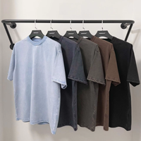 Camiseta de Manga Corta para Hombre, Cuello Redondo, 250g, Algodón Puro, Corte Holgado, Estilo Urbano Americano, Transpirable, Suave, Informal de Verano