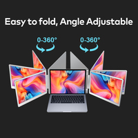 Extenseur d'écran d'ordinateur portable à trois écrans S7, moniteur portable 14 pouces 1080P pour ordinateur portable, moniteur portable double ou triple écran