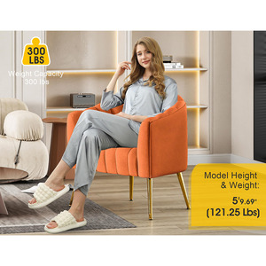 Sillón Moderno de Terciopelo con Patas Doradas, Silla de Descanso en Oferta para Comedor, Hotel, Sala de Estar y Dormitorio - Product Image 3