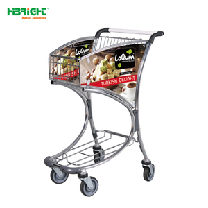 Highbright Curved Frame Airport Luggage Trolley with Front Advertising Panel for Terminal Use - Product Image 1