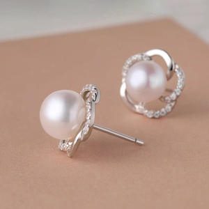 Pendientes de Perlas Akoya Carat Mace, Plata 925 con Baño de Rodio, Blancos, Redondos, AAA, Geométricos, Joyería para Mujer, para Boda - Product Image 4