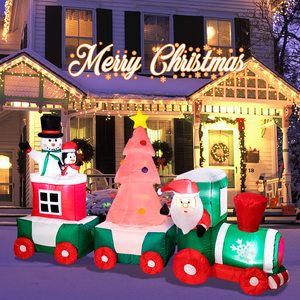 Outdoor Christmas Blow up Yard Decorations Inflatable on <b>Train</b> With Tree Decoration Ball Inflatable Xmas Decoration - Product Image 1