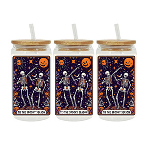 Vinilos para Vasos Uv Dtf de 16 oz con Diseño de Pesadilla Nocturna, Adhesivos con Logotipo de Esqueleto Bailarín - Product Image 2