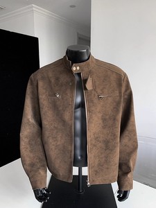 <span class=keywords><strong>Giacca</strong></span> in Pelle PU Tie-Dye Americana da <span class=keywords><strong>Uomo</strong></span> con Colletto Rialzato, <span class=keywords><strong>Giacca</strong></span> Cool <span class=keywords><strong>e</strong></span> Alla Moda - Product Image 3