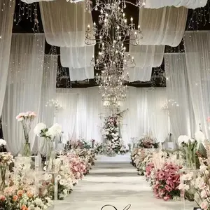 婚礼白色天花板窗帘5ftx10ft英尺雪纺透明垂坠织物婚礼接待大厅装饰
