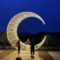 Lanterne décorative islamique Ramadan Kareem, étanche IP65, éclairage en forme de croissant de lune et d'étoile pour les jardins, les cours et les rues en extérieur