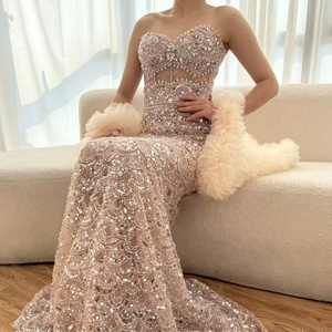 Robe de soirée sirène de luxe perlée crème Serene <span class=keywords><strong>Hill</strong></span> LA73365B 2026, robes de cérémonie de célébrité avec châle - Product Image 2