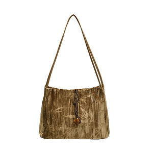Niche Design <strong>Bag</strong> for Women 2026 New Style Trendy Fashion <strong>Bag</strong> National Style Bamboo Dark Pattern <strong>Velvet</strong> Design Shoulder <strong>Bag</strong> - Product Image 2