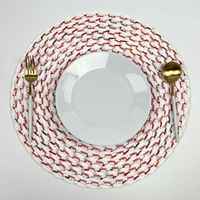 Napperons ronds tissés blancs mouchetés style confettis, tapis de table tressés en spirale, résistants à la chaleur, lavables, pour la maison, en gros
