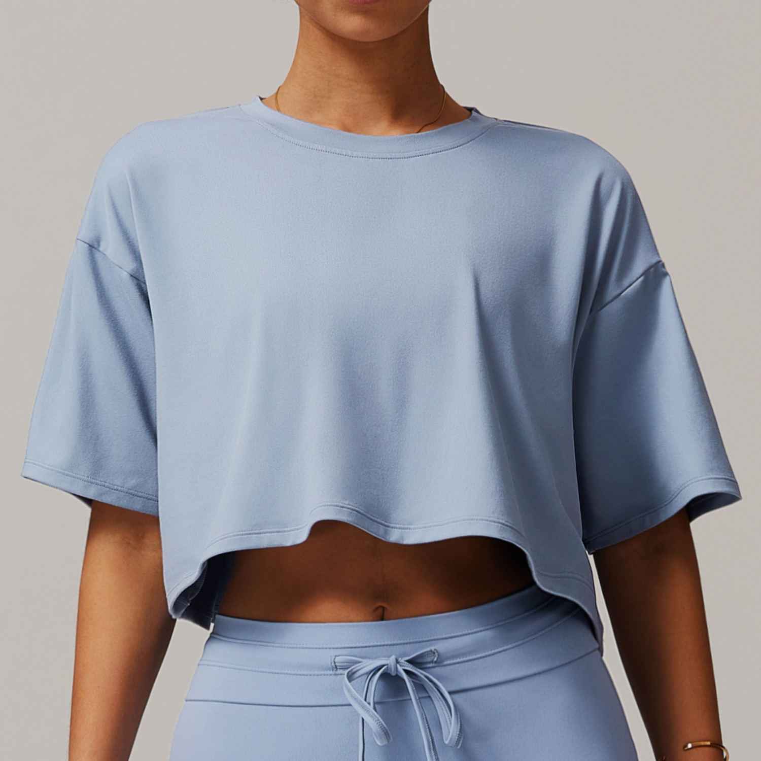 Workout Custom Breathable Gym Crop Loose Short Sleeve Fitness Clothes Quick Dry Activewear Yoga Sports Women Tops