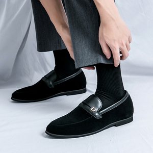 Chaussures habillées pointues à enfiler, dernier cri, en daim et similicuir PU, couleur unie, pour hommes - Product Image 6