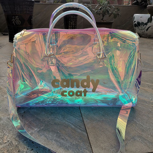 Custom Holographic TPU Tote กระเป๋าเลเซอร์สำหรับผู้หญิงแฟชั่นและสไตล์ใหม่ล้างโฮโลแกรม PVC Duffle กระเป๋าโลโก้ - Product Image 4