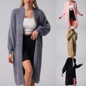 2024 automne et hiver vison-like laine tricoté Cardigan femmes ample <span class=keywords><strong>mi</strong></span>-longueur ralenti Style transfrontalier pull <span class=keywords><strong>manteau</strong></span> femmes - Product Image 1