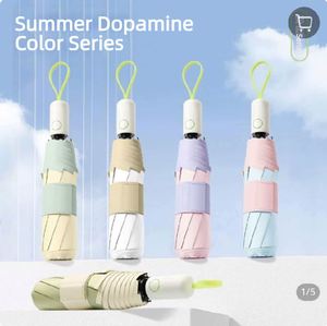 Parapluie de voyage pliant en 3 sections, mini, personnalisé avec logo, revêtement couleur, sûr, anti-rebond, fermeture par pression, pour femme, cadeau promotionnel, vente en gros - Product Image 2