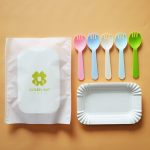 Presa di fabbrica piatto di plastica colorato forchetta e coltello per festa torta di compleanno Set di stoviglie usa e getta torta posate Set - Product Image 4