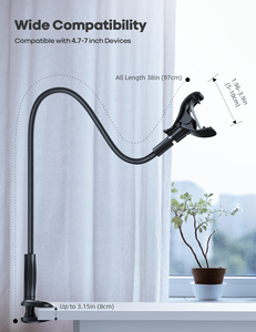 Lamicall GP05 dudukan ponsel leher angsa tempat tidur dengan nilon dikepang 38 inci lengan fleksibel dan 360 dapat disesuaikan penjepit - Product Image 5