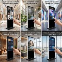 Kiosque numérique interactif tactile capacitif sur pied de 49 pouces pour affichage dynamique en intérieur, idéal pour les magasins de détail, les aéroports et la signalisation publicitaire.