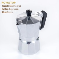 Pot Moka en aluminium de couleur personnalisé personnalisé 50ml 100ml 150ml ensemble de cafetière italienne portable avec boîte colorée
