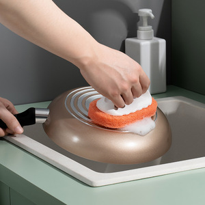 Bathtub Brush Oval <b>Sponge</b> With <b>Handle</b> For Bathroom Kitchen Cleaning - Product Image 2