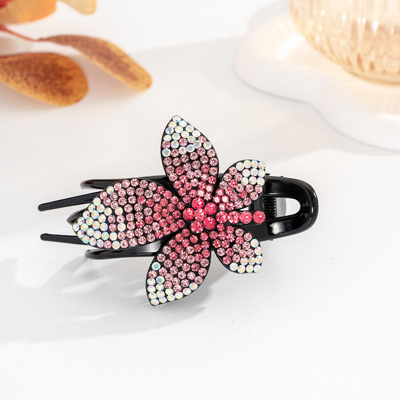 Clip à trois dents feuille Rose Rouge