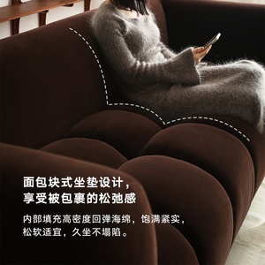Style rétro français <span class=keywords><strong>chocolat</strong></span> guimauve tissu Simple petit appartement salon bouffée <span class=keywords><strong>canapé</strong></span> droit - Product Image 5