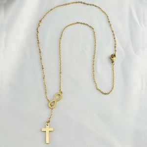 Stainless Steel Eight Figure Infinity <b>Cross</b> Pendant Necklace Simple Geometric Pattern Stainless Steel Non-fading Necklace - Product Image 6