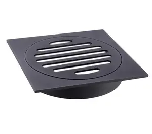 Brass 110 * 110 Square Floor Waste Drain Grate with 100mm Outlet, Matte Black