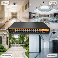 Switch POE TINCAM 48V Jarak 100/250 Meter 24*POE +2*10/100/1000M Uplink Desktop Vlan Switch Jaringan untuk Kamera Hikvision