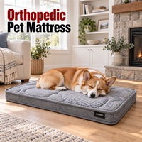 Matelas orthopédique pour chien en gros avec housse en tissu gris amovible et panneaux latéraux imprimés pour la vente au détail d'articles pour animaux de compagnie