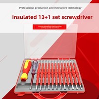 Jeu de tournevis multifonctionnel pour électricien FixCraft GJTZ-020, 13 pièces, résistant à 1000 V, isolé haute tension, en chrome trempé