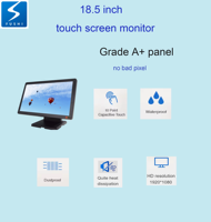 Moniteurs à écran tactile étanche Moniteur d'ordinateur de bureau à LED tactile de 18.5 pouces pour système de point de vente en magasin