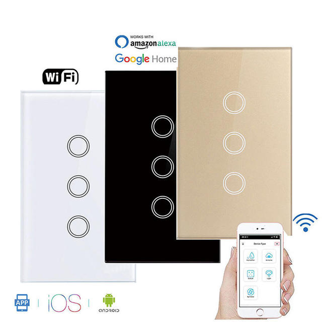 For Tuya Smart Wall Switch 1/2/3/4 Gang WIFI Touch APP Controlled Alexa Google Home Compatible US AU Standard Zigbee Max Current